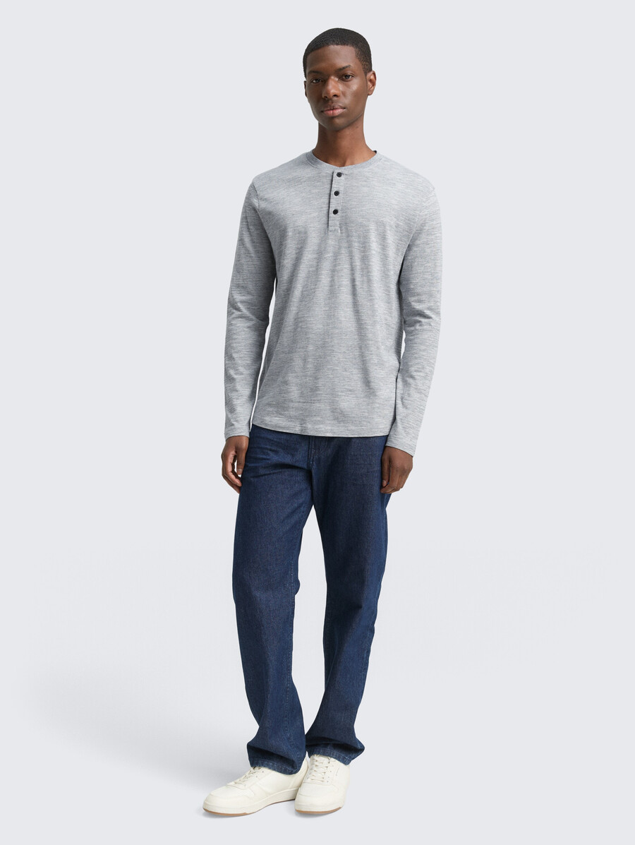 henley-langarmhemd im melange-look