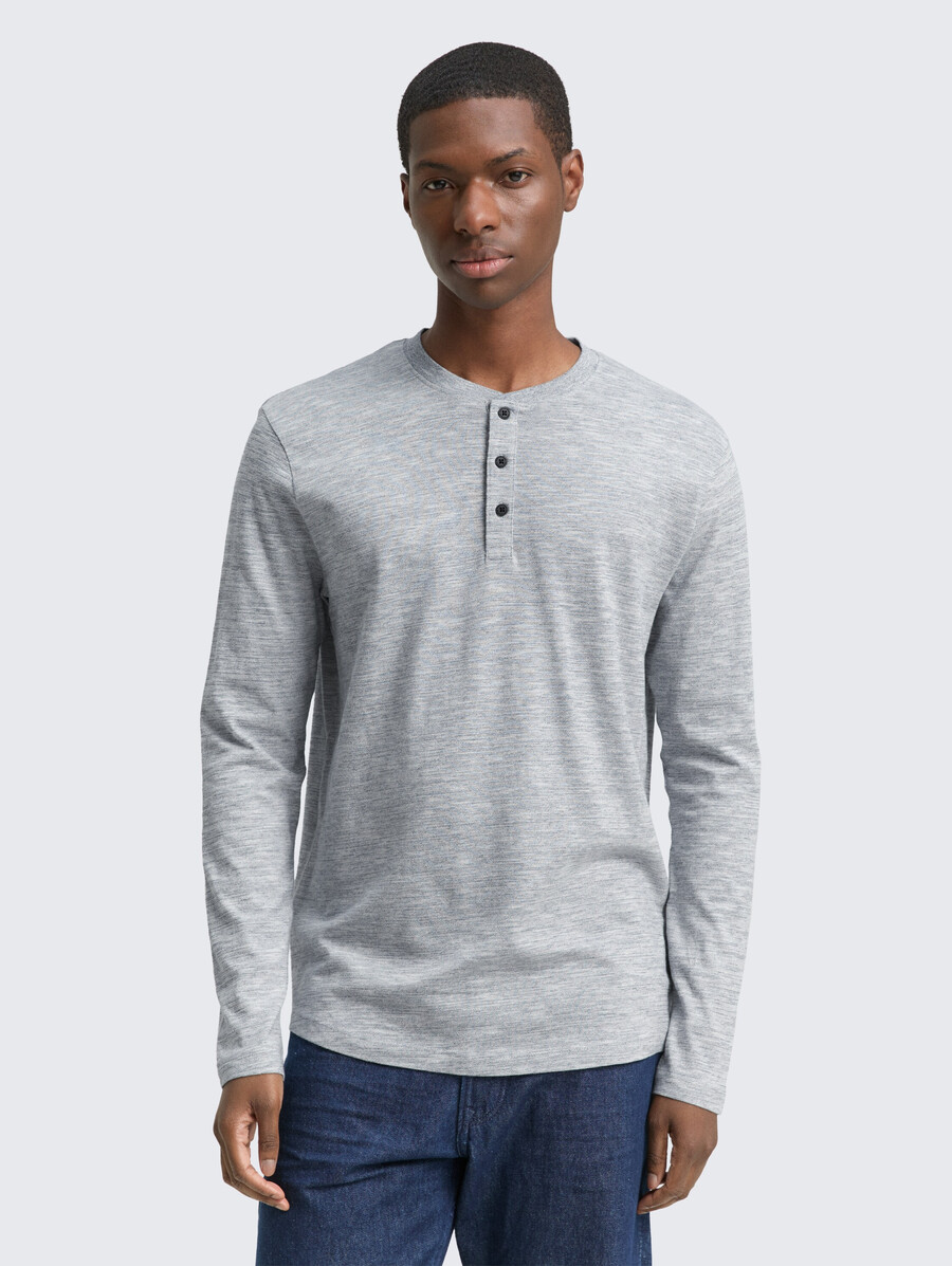henley-langarmhemd im melange-look