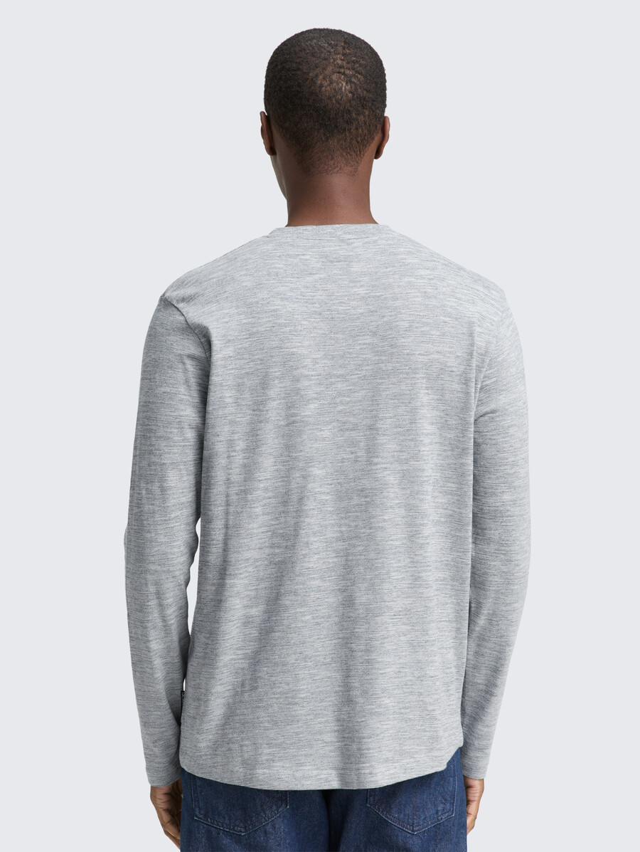 henley-langarmhemd im melange-look