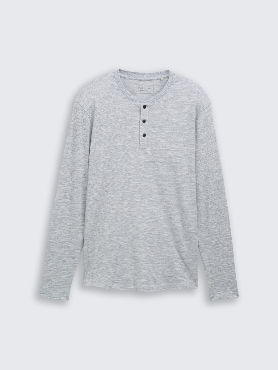 henley-langarmhemd im melange-look