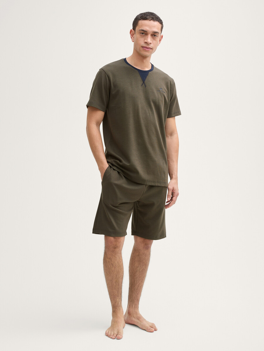 pyjama-set mit logodruck und kordelzug
