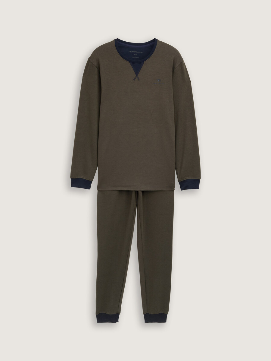 pyjama-set mit logodruck und kordelzug