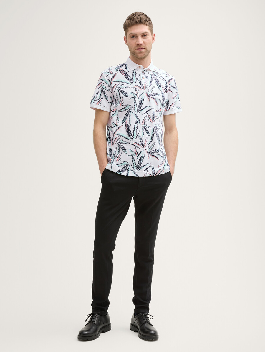piqué-poloshirt mit palmenmuster