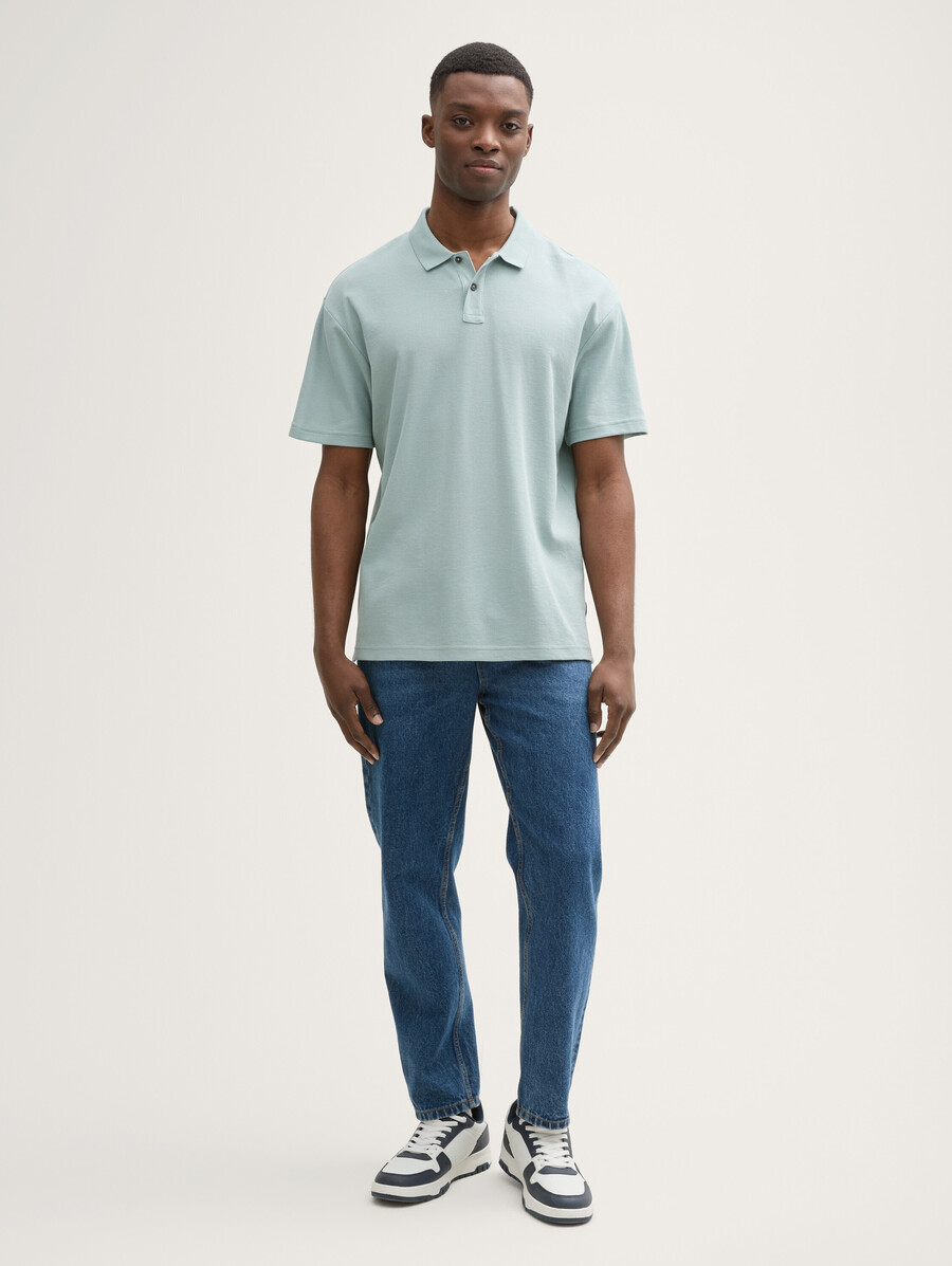 poloshirt mit lockerer passform und waffelstruktur