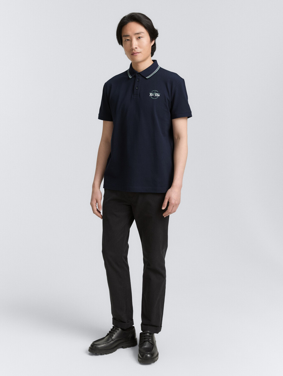 piqué-poloshirt mit aufdruck