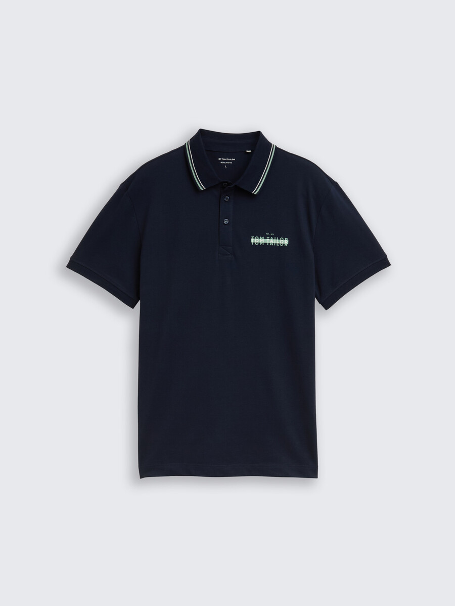 piqué-poloshirt mit aufdruck