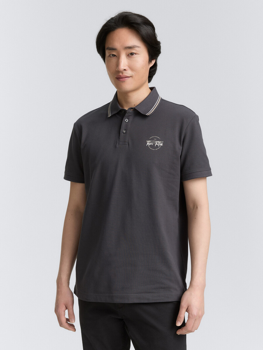 piqué-poloshirt mit aufdruck
