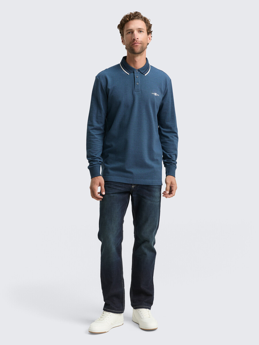 langärmeliges piqué-poloshirt mit logodruck