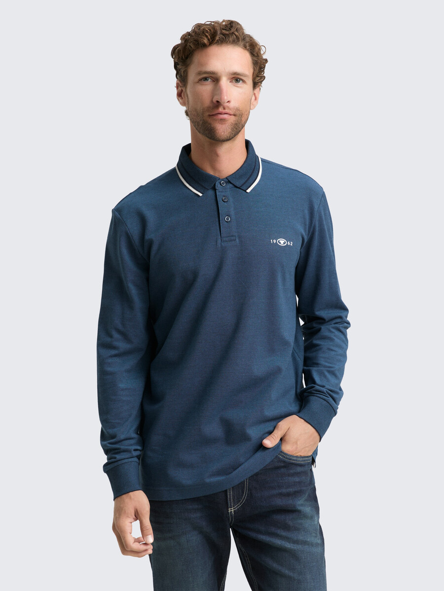 langärmeliges piqué-poloshirt mit logodruck