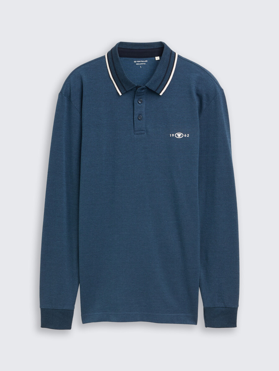 langärmeliges piqué-poloshirt mit logodruck