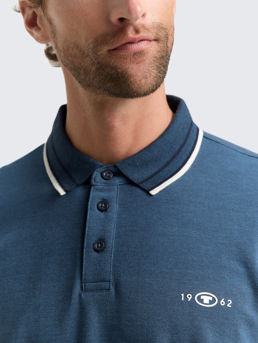 langärmeliges piqué-poloshirt mit logodruck