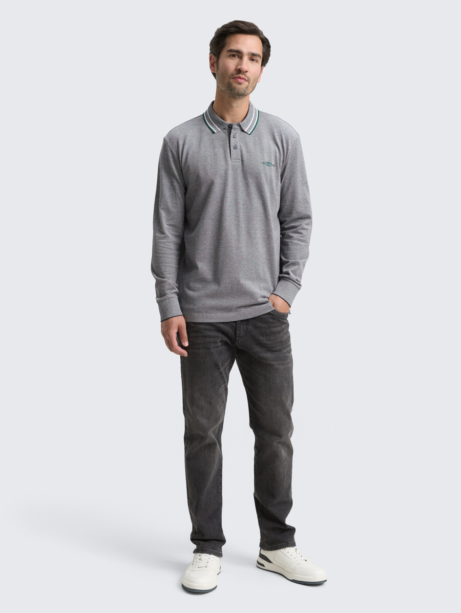 langärmeliges piqué-poloshirt mit logodruck