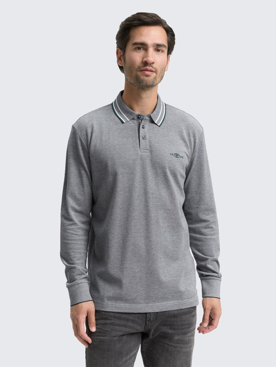 langärmeliges piqué-poloshirt mit logodruck