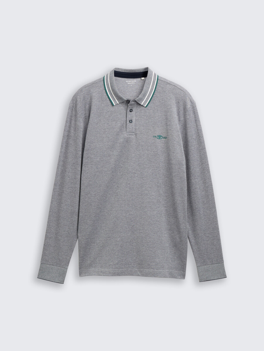 langärmeliges piqué-poloshirt mit logodruck