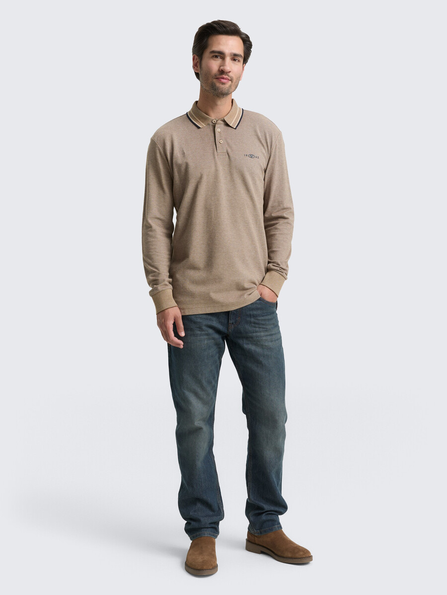 langärmeliges piqué-poloshirt mit logodruck