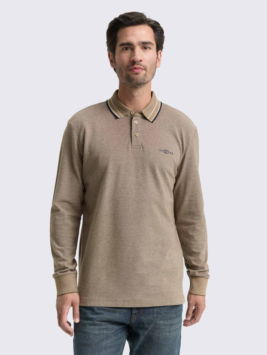 langärmeliges piqué-poloshirt mit logodruck