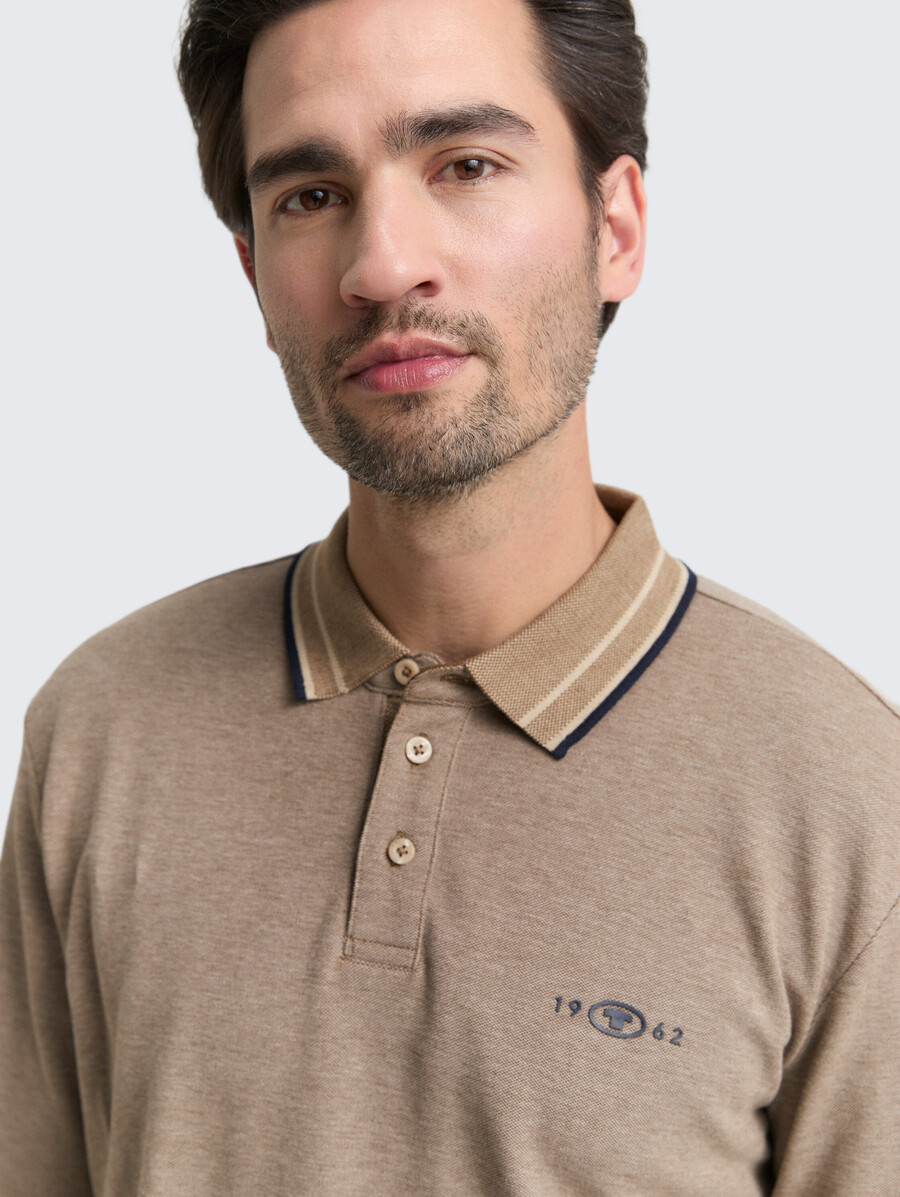 langärmeliges piqué-poloshirt mit logodruck