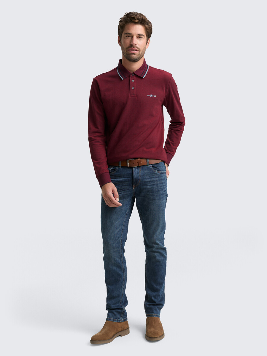 langärmeliges piqué-poloshirt mit logodruck