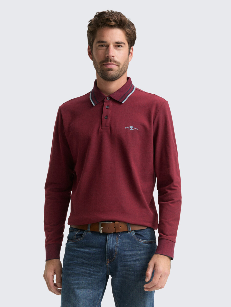 langärmeliges piqué-poloshirt mit logodruck