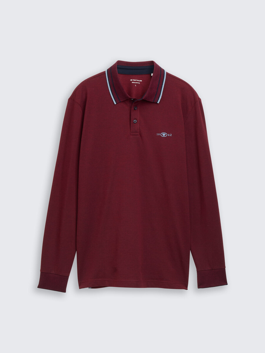 langärmeliges piqué-poloshirt mit logodruck