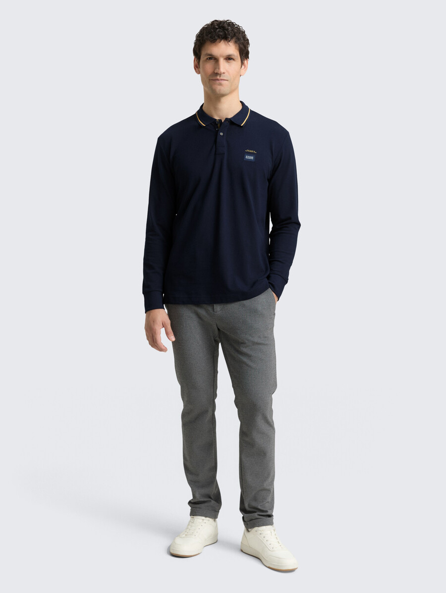 langärmeliges piqué-poloshirt mit logodruck