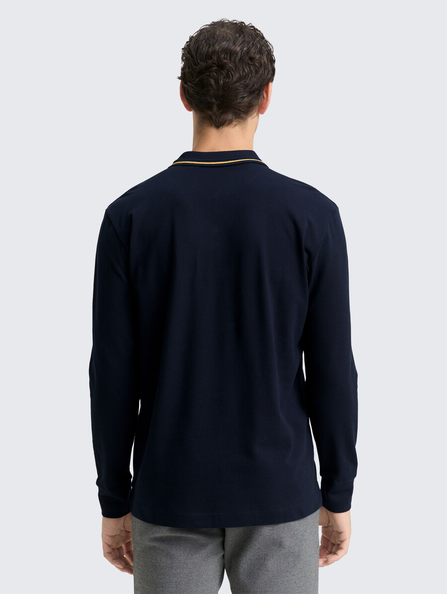 langärmeliges piqué-poloshirt mit logodruck