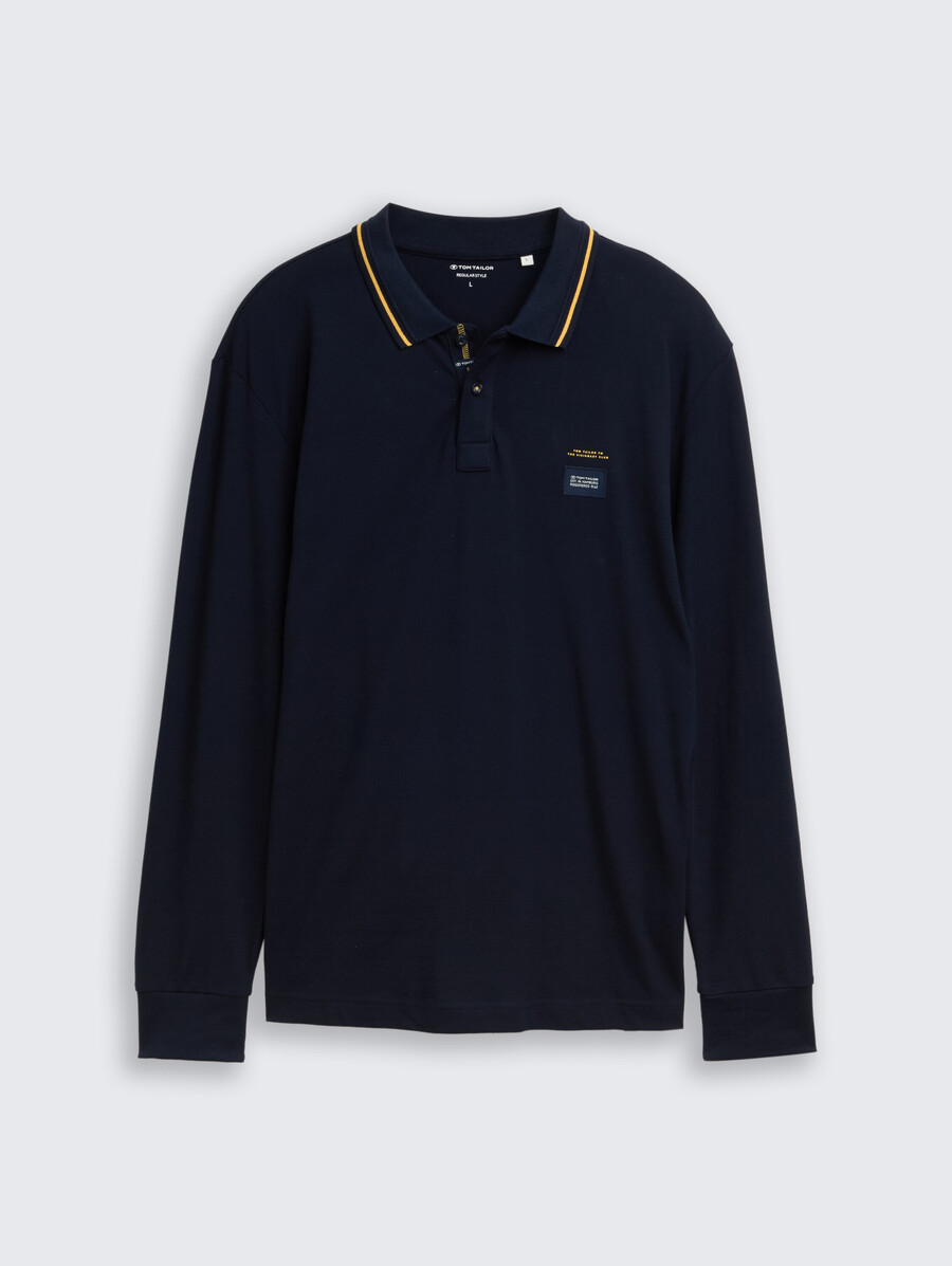 langärmeliges piqué-poloshirt mit logodruck