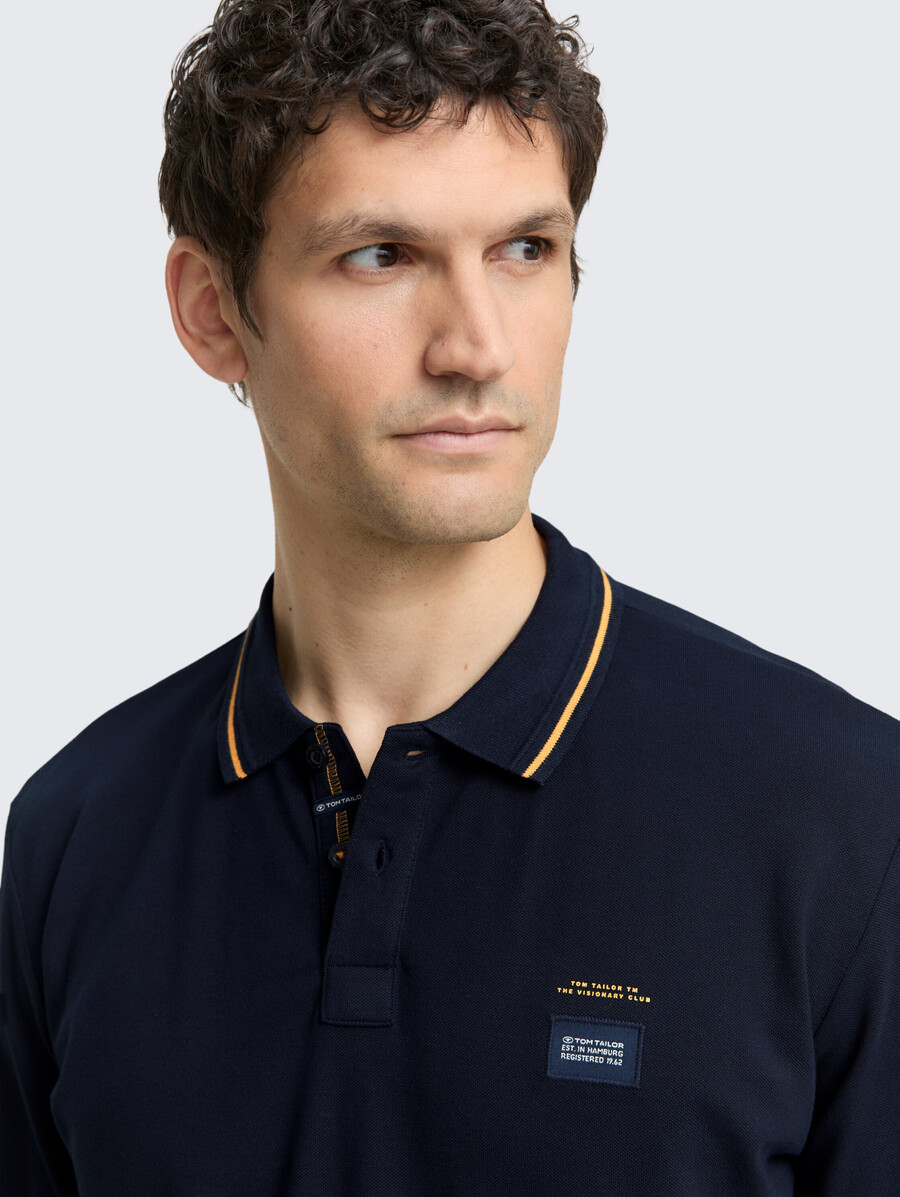 langärmeliges piqué-poloshirt mit logodruck