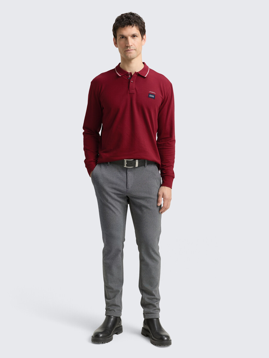 langärmeliges piqué-poloshirt mit logodruck