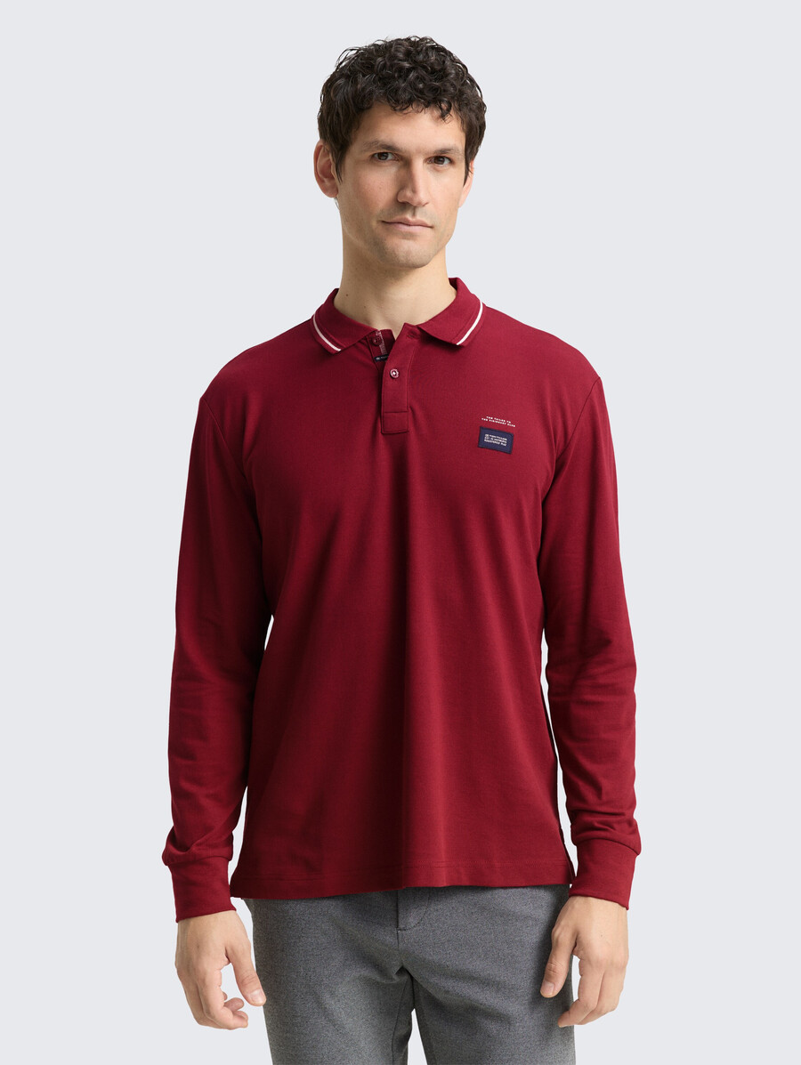 langärmeliges piqué-poloshirt mit logodruck