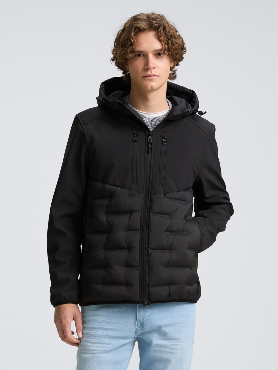 hybrid-steppjacke mit kapuze