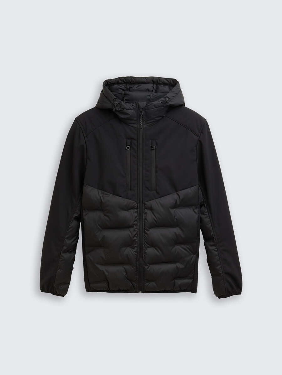 hybrid-steppjacke mit kapuze