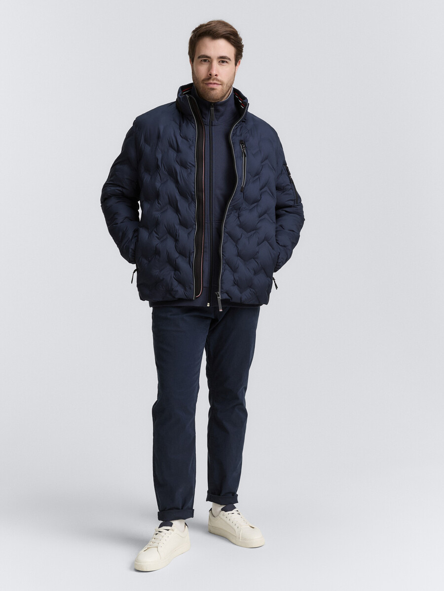 plus size – leichte gesteppte hybridjacke mit verstaubarer kapuze