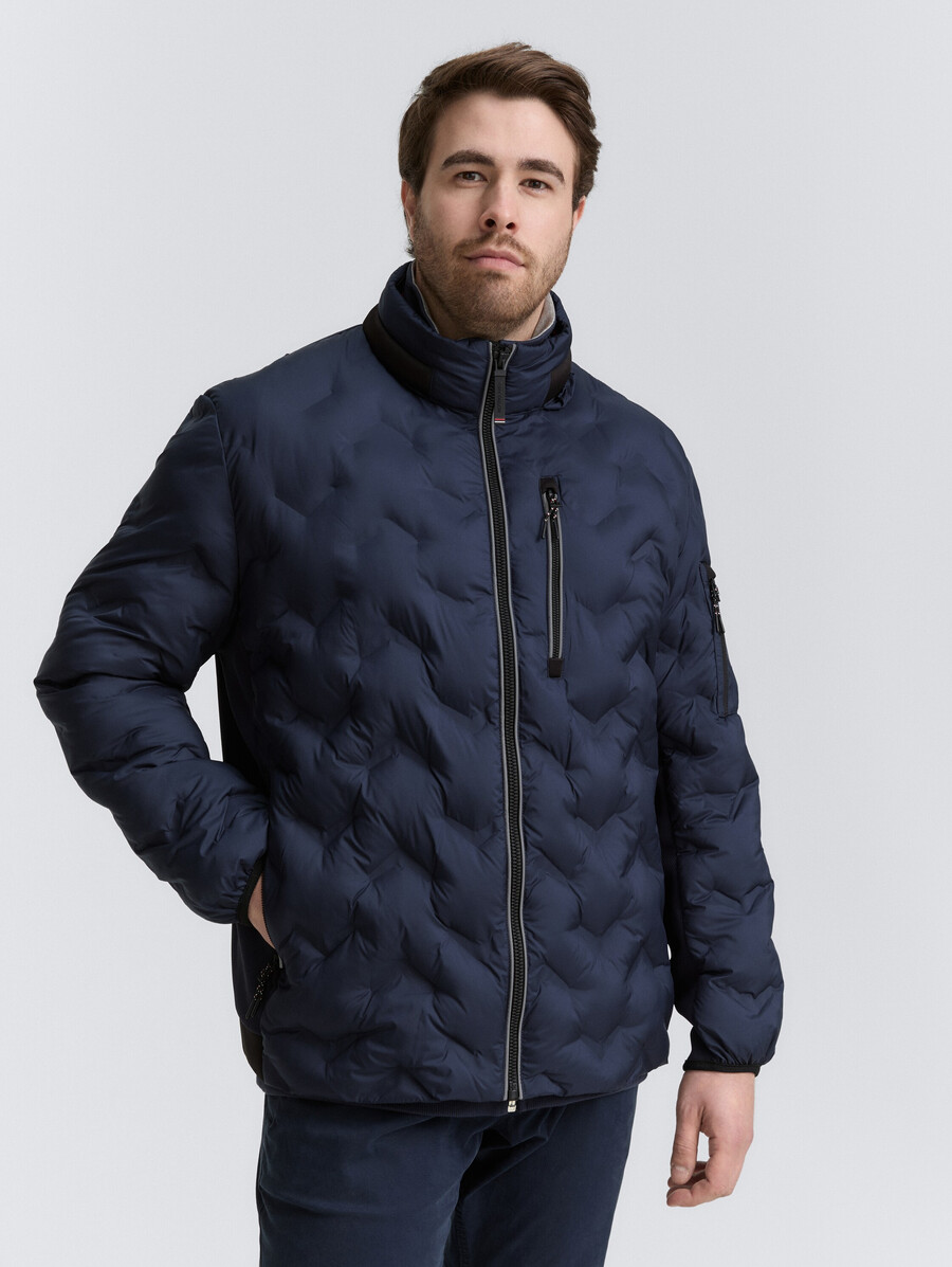 plus size – leichte gesteppte hybridjacke mit verstaubarer kapuze