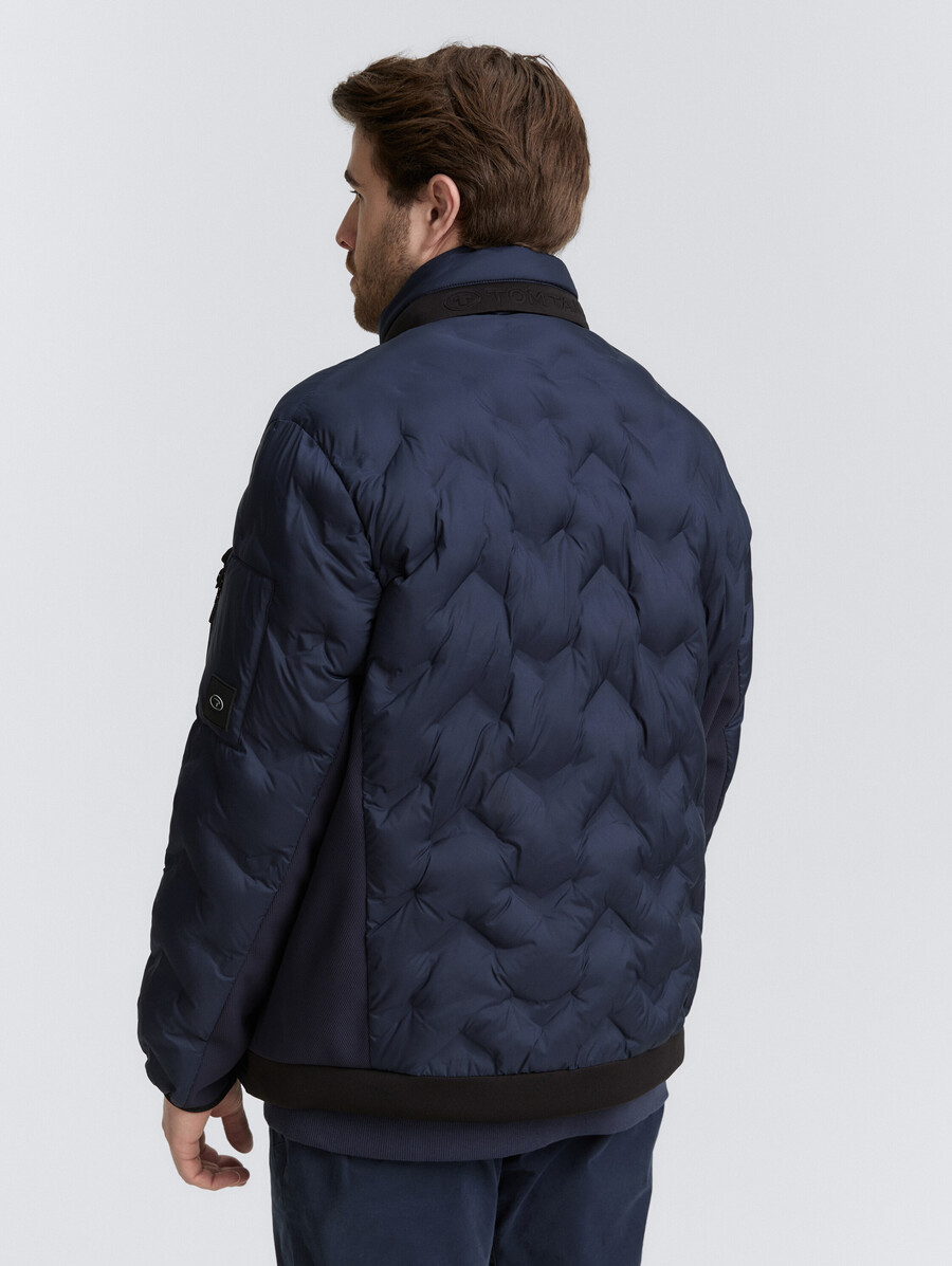 plus size – leichte gesteppte hybridjacke mit verstaubarer kapuze