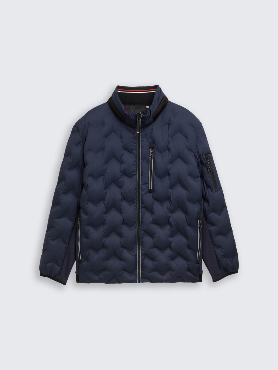 plus size – leichte gesteppte hybridjacke mit verstaubarer kapuze