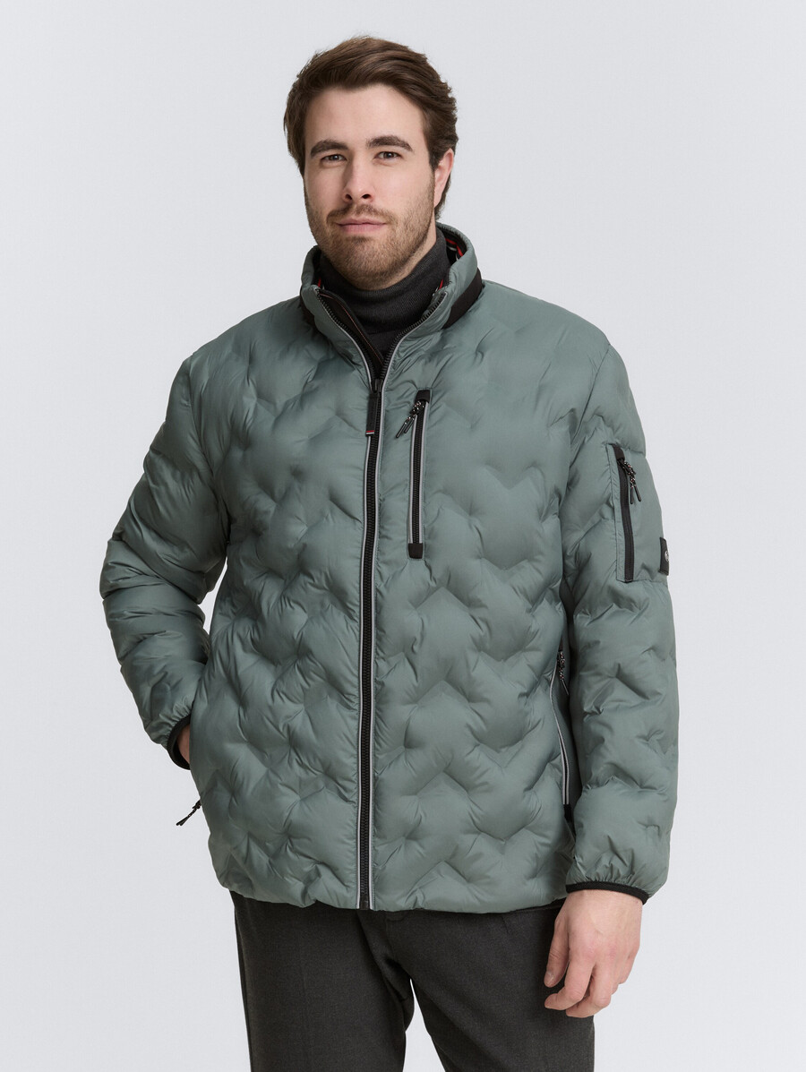 plus size – leichte gesteppte hybridjacke mit verstaubarer kapuze