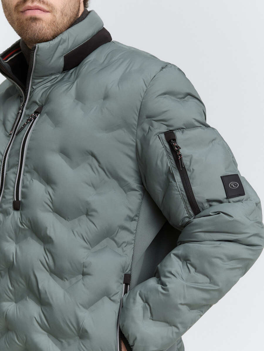 plus size – leichte gesteppte hybridjacke mit verstaubarer kapuze