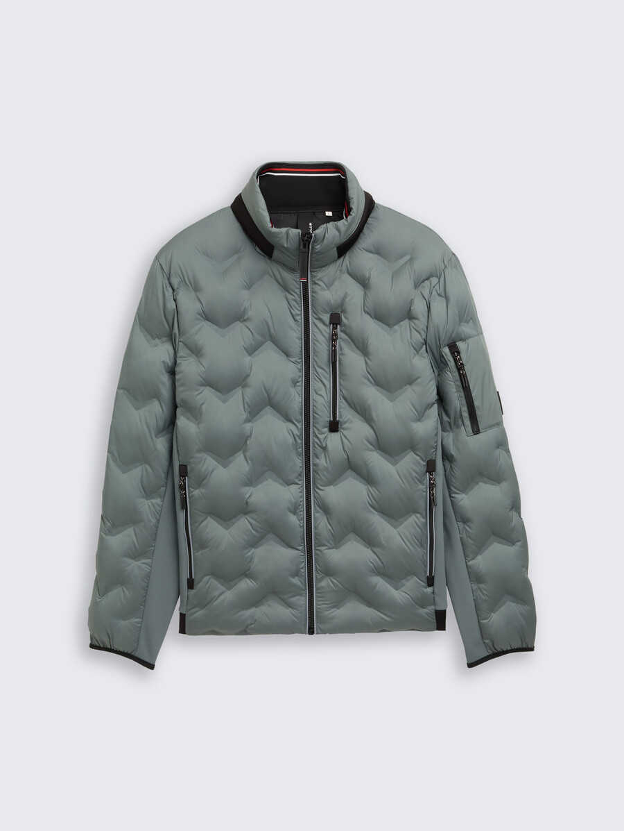 hybrid-steppjacke mit verstaubarer kapuze