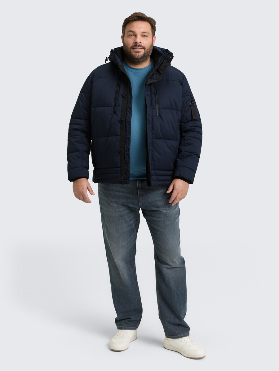 plus size – steppjacke mit abnehmbarer kapuze
