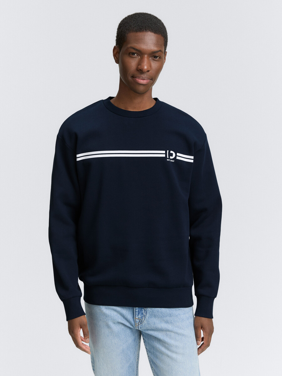 sweatshirt mit rundhalsausschnitt und aufdruck