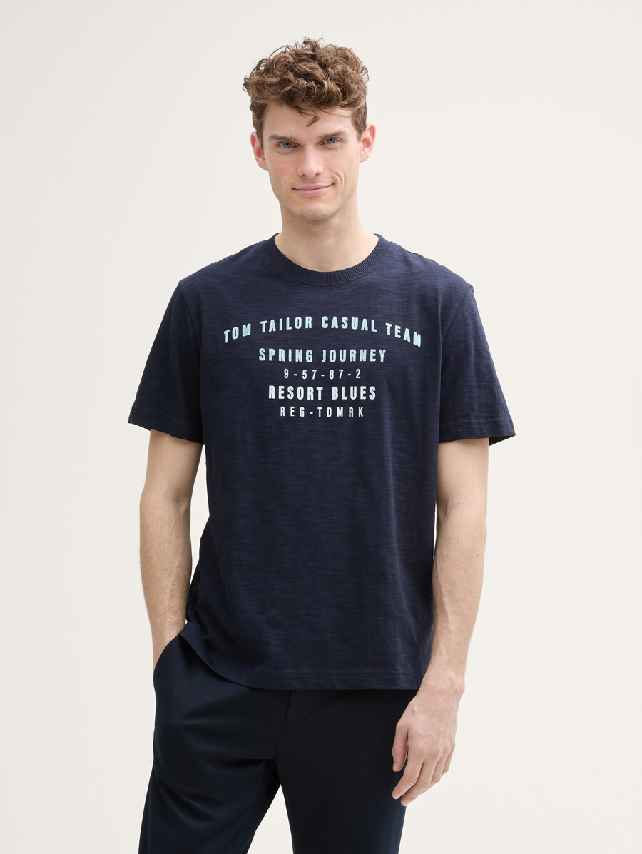 baumwoll-t-shirt mit aufdruck