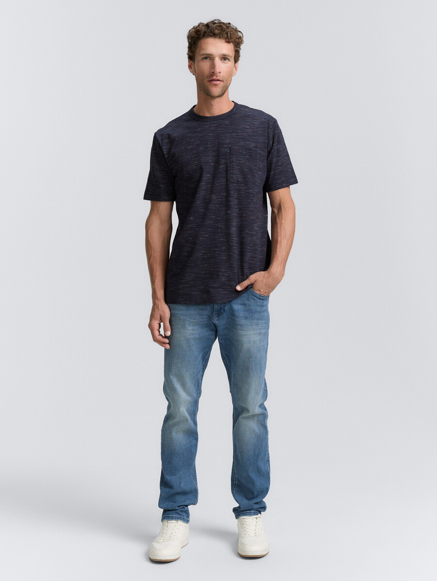 t-shirt in melange-optik mit brusttasche