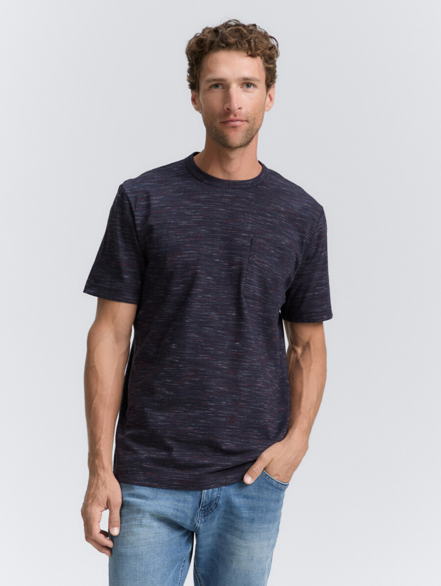 t-shirt in melange-optik mit brusttasche