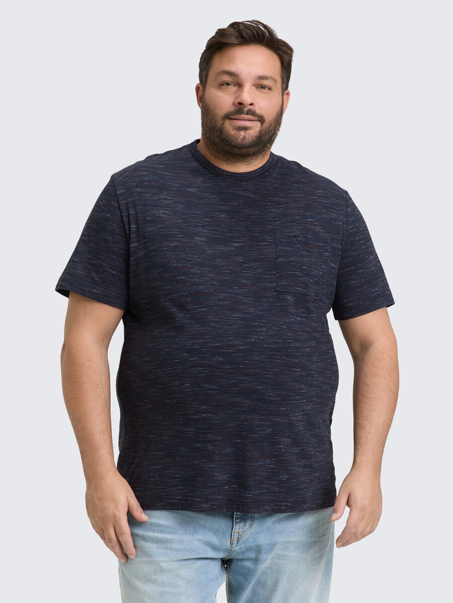 plus size – t-shirt in melange-optik mit brusttasche