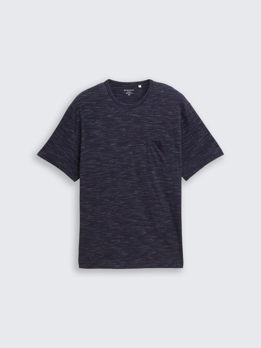 plus size – t-shirt in melange-optik mit brusttasche