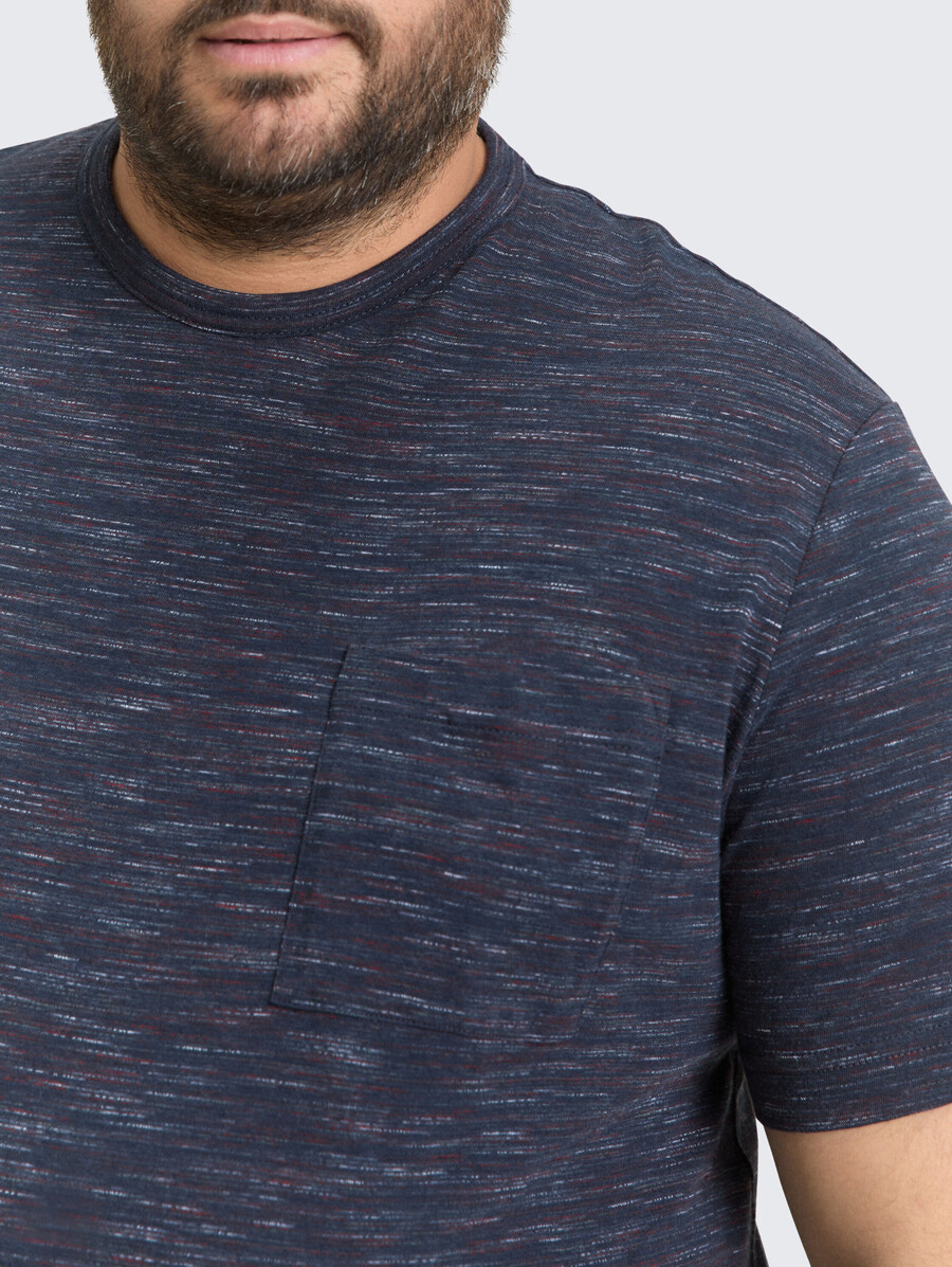 plus size – t-shirt in melange-optik mit brusttasche