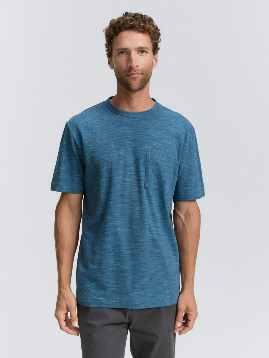 t-shirt in melange-optik mit brusttasche