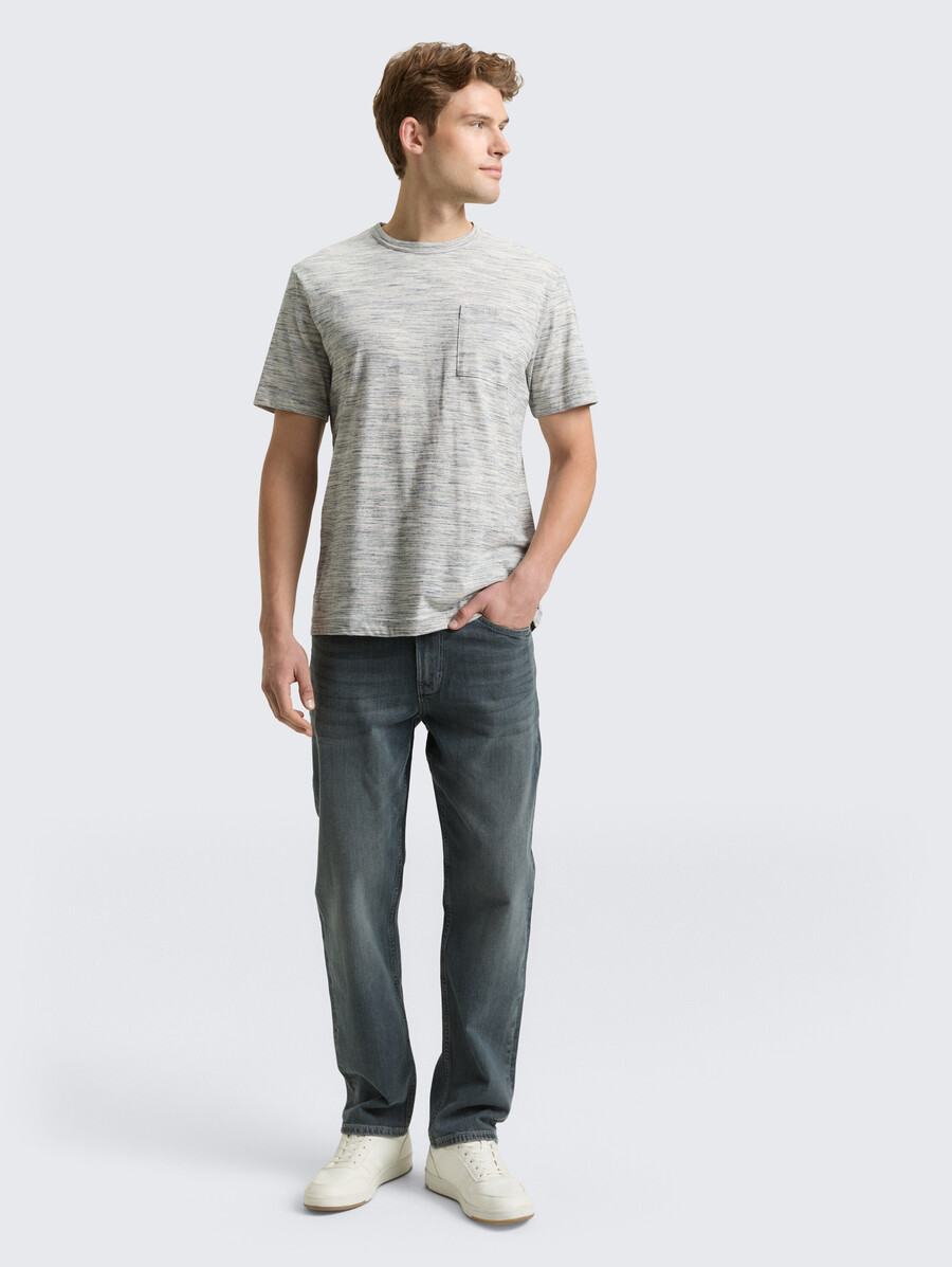t-shirt in melange-optik mit brusttasche
