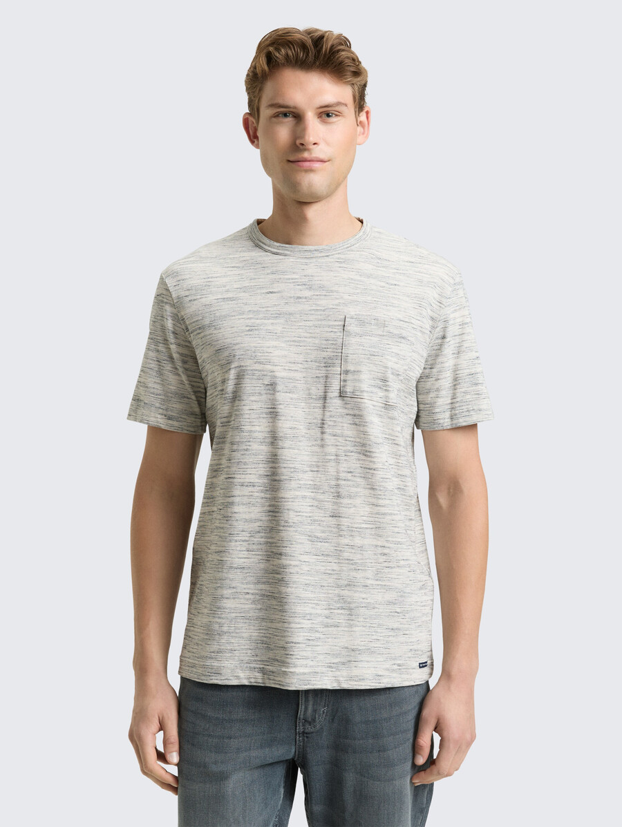 t-shirt in melange-optik mit brusttasche